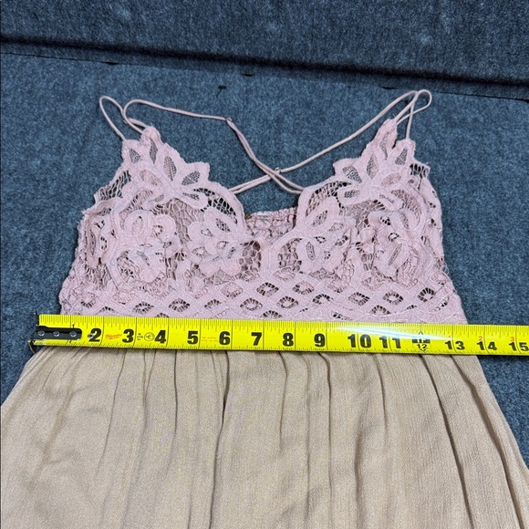 Free People Pink and Tan Lace Midi Dress - Picture 4 of 6